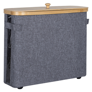 Coș de depozitare pentru role de șervețele, cu capac — Material: Nanzhu Bamboo + Oxford Cloth, pliabil, 24L