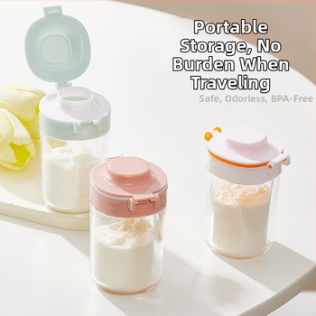 Baizun BX1150 Φορητό Κουτί Γάλακτος Μωρού με Διπλό Καπάκι, Διανομέας Γάλακτος σε Σκόνη, Λειτουργία με Ένα Χέρι, Για Εκδρομές, Κατάλληλο από Νεογέννητα έως 3 Ετών