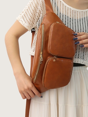 Γυναικεία τσάντα χιαστί με ιαπωνικό στυλ, casual design, PU υλικό, Άνοιξη 2025, Κλείσιμο με φερμουάρ, Εσωτερικό με θήκη φερμουάρ και θήκη ID, Τρισδιάστατος εξωτερικός σχεδιασμός, Μάρκα Zhongzhuo