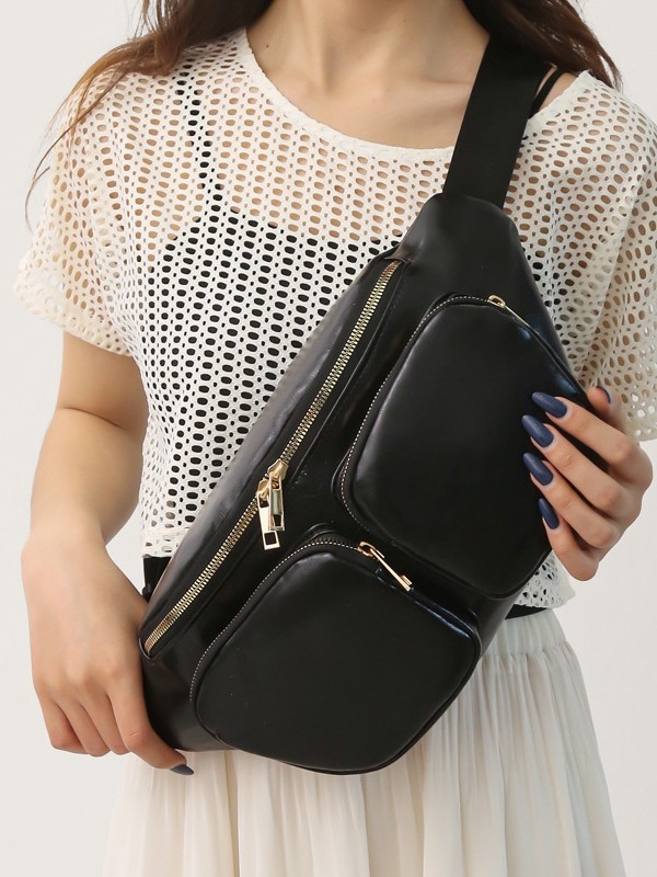 Geantă crossbody pentru femei, stil japonez casual, PU material, Primăvara 2025, Închidere cu fermoar, Interior cu buzunar cu fermoar și buzunar pentru ID, Exterior tridimensional, Brand Zhongzhuo