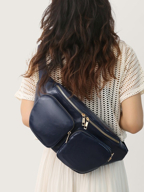 Geantă crossbody pentru femei, stil japonez casual, PU material, Primăvara 2025, Închidere cu fermoar, Interior cu buzunar cu fermoar și buzunar pentru ID, Exterior tridimensional, Brand Zhongzhuo