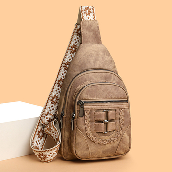 PU kryžminė delninė su užtrauktuku, miesto minimalistinis stilius, 2025 m. pavasaris, poliesterio pamušalas