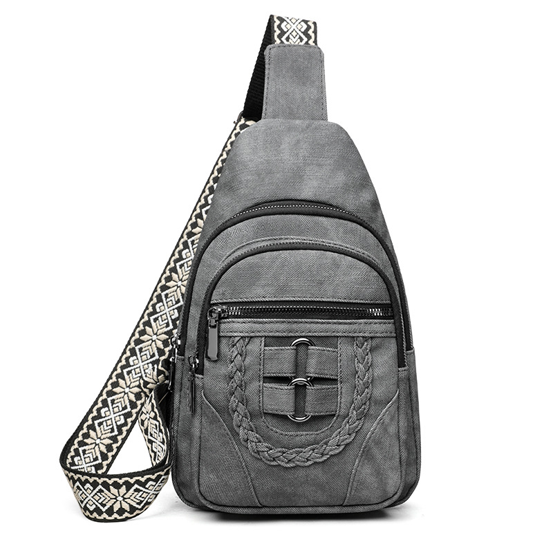 PU kryžminė delninė su užtrauktuku, miesto minimalistinis stilius, 2025 m. pavasaris, poliesterio pamušalas