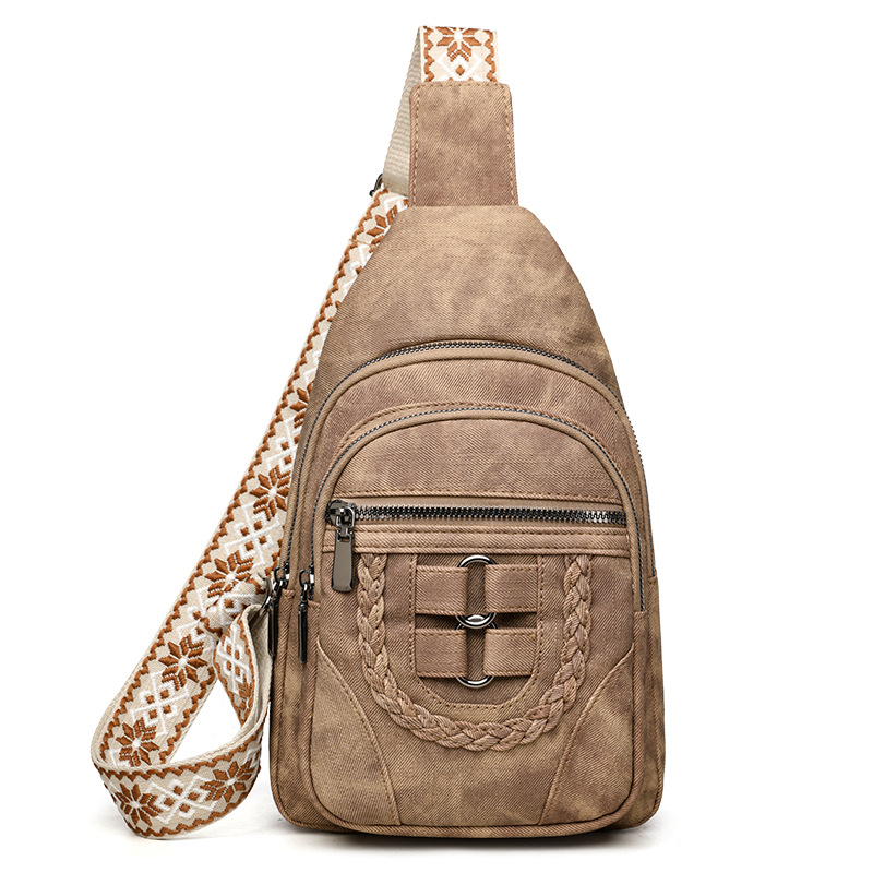 PU kryžminė delninė su užtrauktuku, miesto minimalistinis stilius, 2025 m. pavasaris, poliesterio pamušalas