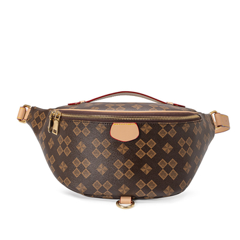 Moteriška PVC juosmens rankinė su spauda, crossbody stilius, didelė talpa, užtrauktukas, vidinė telefono kišenė, vidinė kišenė tipo patch, poliesterio pamušalas