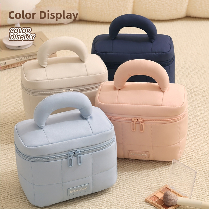 Make-up taška, prenosný kubický dizajn, polyesterový materiál, viacúčelová, na cestovanie a kozmetiku