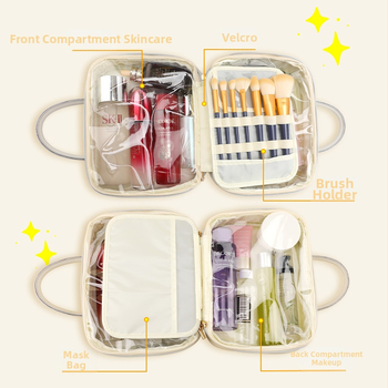 Νέο τσαντάκι καλλυντικών PU, στυλ τσάντας χεριού, πολυλειτουργικό ταξιδιωτικό οργανωτής μακιγιάζ και περιποίησης