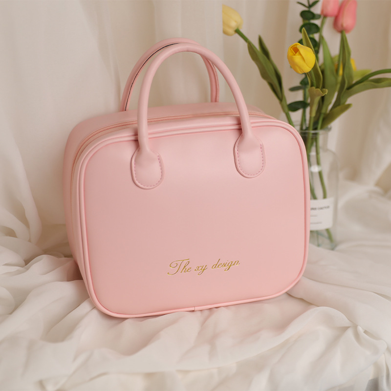 PU kosmetinės krepšys, rankinės stiliaus, daugiafunkcis kelioninis organizatorius makiažui ir higienos reikmėms