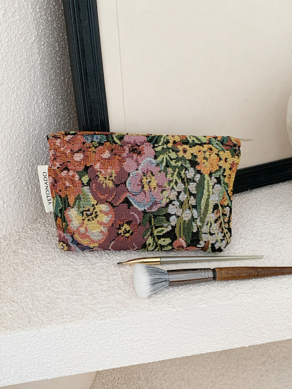 Geantă de make-up, exterior din pânză cu model în carouri, căptușeală din pânză, ultra-ușoară, pliabilă, unisex