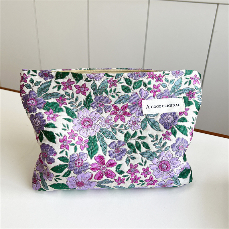 Kosmetinė maišelė su gėlių raštu, poliesterio audinys, kanvas pamušalas, nešiojama saugojimo dėžutė