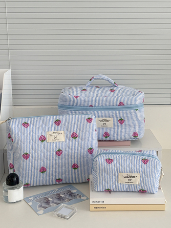 Kozmetinių maišelis su vaisių raštu — poliesterio medžiaga, poliesterio pamušalas, kvėpuojantis, ultra lengvas