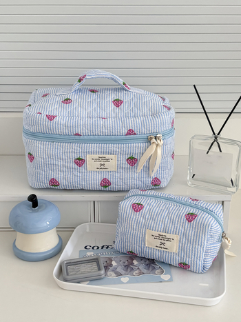 Чанта за козметика с плоден мотив — полиестер, подплата полиестер, дишаща, ултралека, подходяща за ежедневна употреба