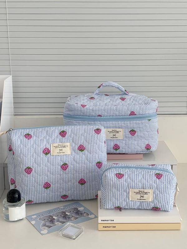 Kozmetinių maišelis su vaisių raštu — poliesterio medžiaga, poliesterio pamušalas, kvėpuojantis, ultra lengvas