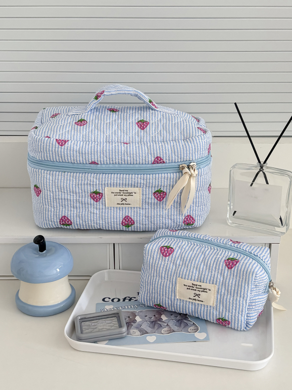 Kozmetinių maišelis su vaisių raštu — poliesterio medžiaga, poliesterio pamušalas, kvėpuojantis, ultra lengvas