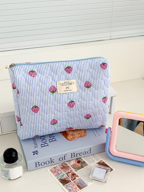 Kozmetinių maišelis su vaisių raštu — poliesterio medžiaga, poliesterio pamušalas, kvėpuojantis, ultra lengvas