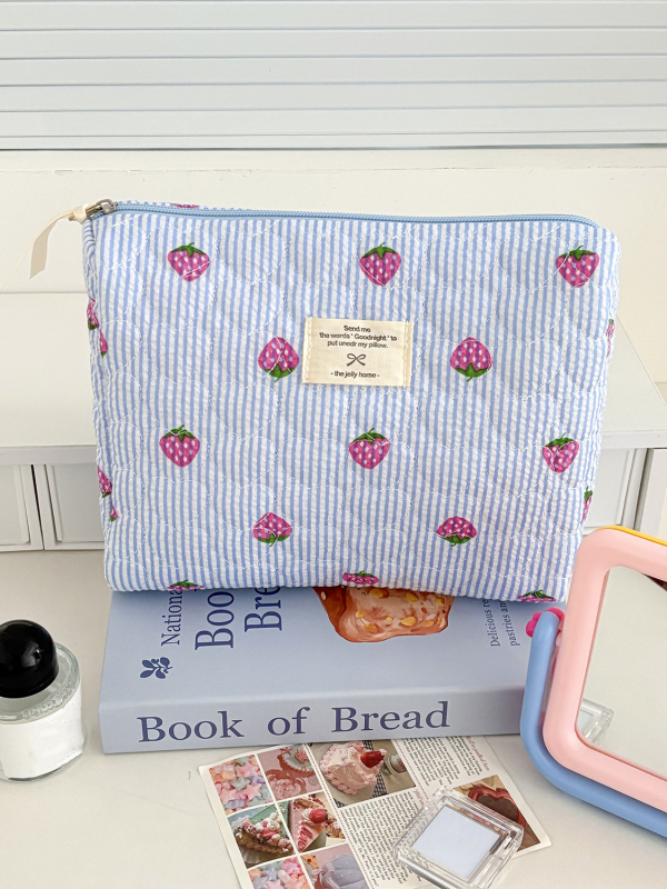 Kozmetinių maišelis su vaisių raštu — poliesterio medžiaga, poliesterio pamušalas, kvėpuojantis, ultra lengvas