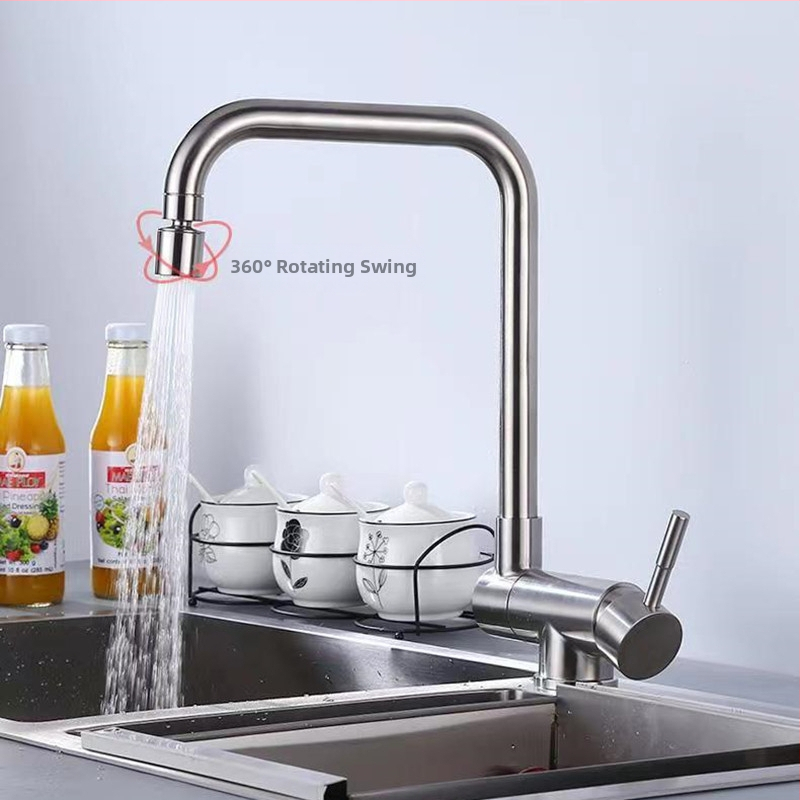 Virtuvės čiaupas iš nerūdijančio plieno, modelis 7875, vertikalus montavimas, keraminis vožtuvo patronas