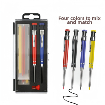 Mechanikus asztalos ceruza, készlet dobozban, ötvözet test, faipari felhasználásra, élezés nélkül.