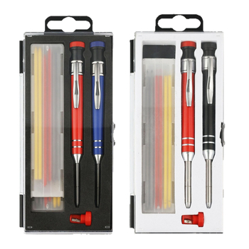 Mechanikus asztalos ceruza, készlet dobozban, ötvözet test, faipari felhasználásra, élezés nélkül.