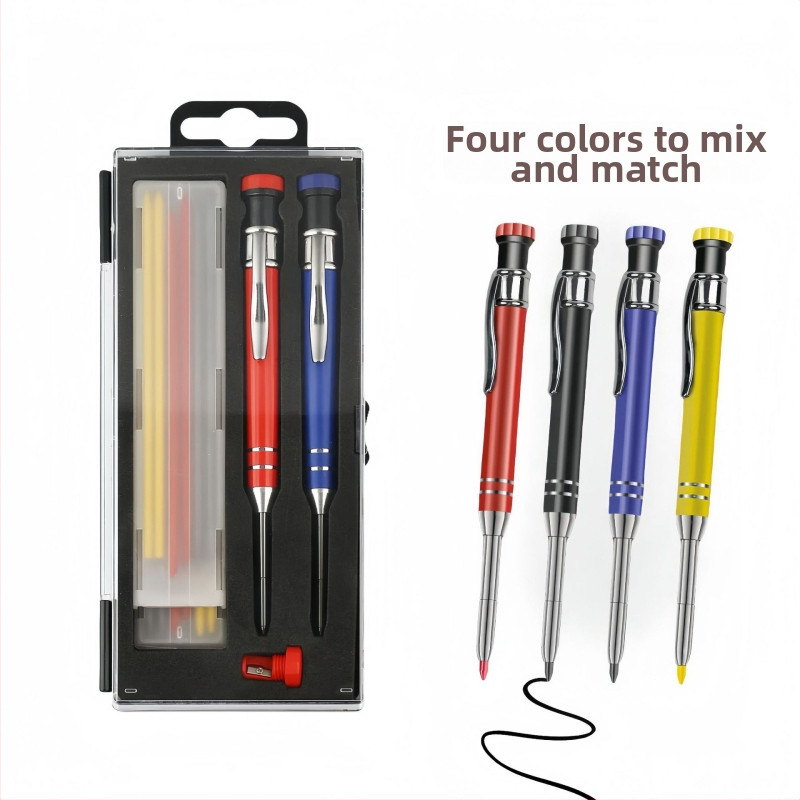 Mechanikus asztalos ceruza, készlet dobozban, ötvözet test, faipari felhasználásra, élezés nélkül.