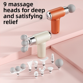 Фасциален масажор с 6+ глави, мини портативен електрически масажор, с четков мотор, многоскоростен режим, нисък шум 36–45 dB, вградена батерия 800–1000 mAh