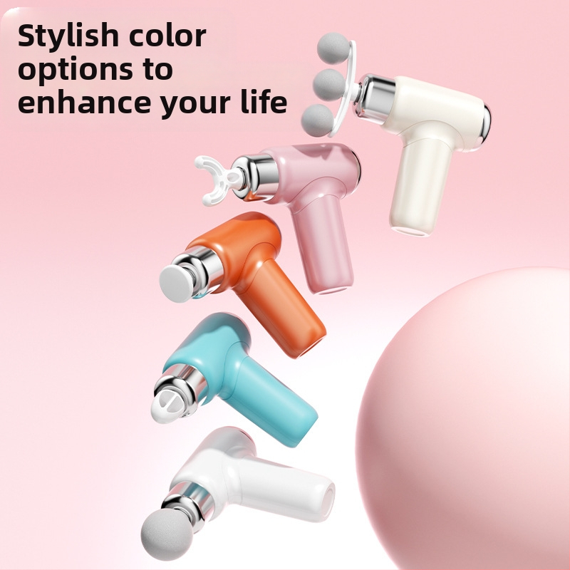 Фасциален масажор с 6+ глави, мини портативен електрически масажор, с четков мотор, многоскоростен режим, нисък шум 36–45 dB, вградена батерия 800–1000 mAh