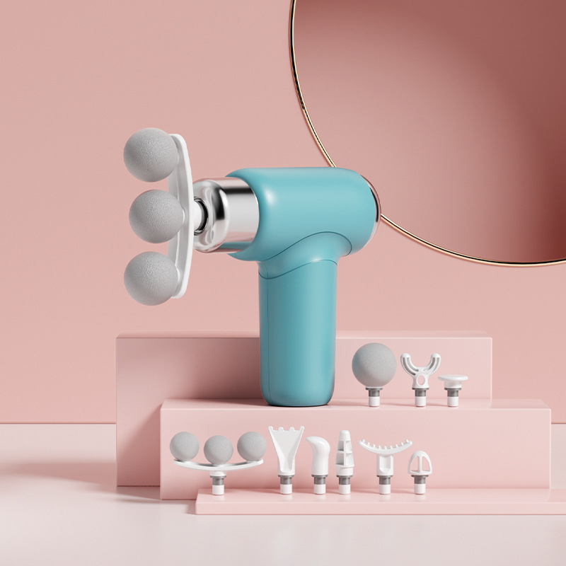 Fasciális masszírozó 6+ fejjel, mini hordozható, szénkefe motorral, több sebesség, alacsony zajú 36–45 dB, beépített 800–1000 mAh akkumulátor