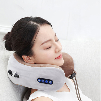 У-образена възглавница за шия с вибриращ масаж, електрически масажор за шийния стълб, пълнене PP памук, ядро от чист памук, тегло 0–0.5 кг