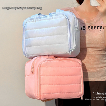 Kosmetinis maišelis — šiuolaikiškas minimalistinės stilius, rankinės formos krepšys, kvėpuojantis dizainas, didelė talpa su skyriais kosmetikai ir higienos priemonėms, kelionėms