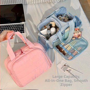 Kosmetinis maišelis — šiuolaikiškas minimalistinės stilius, rankinės formos krepšys, kvėpuojantis dizainas, didelė talpa su skyriais kosmetikai ir higienos priemonėms, kelionėms