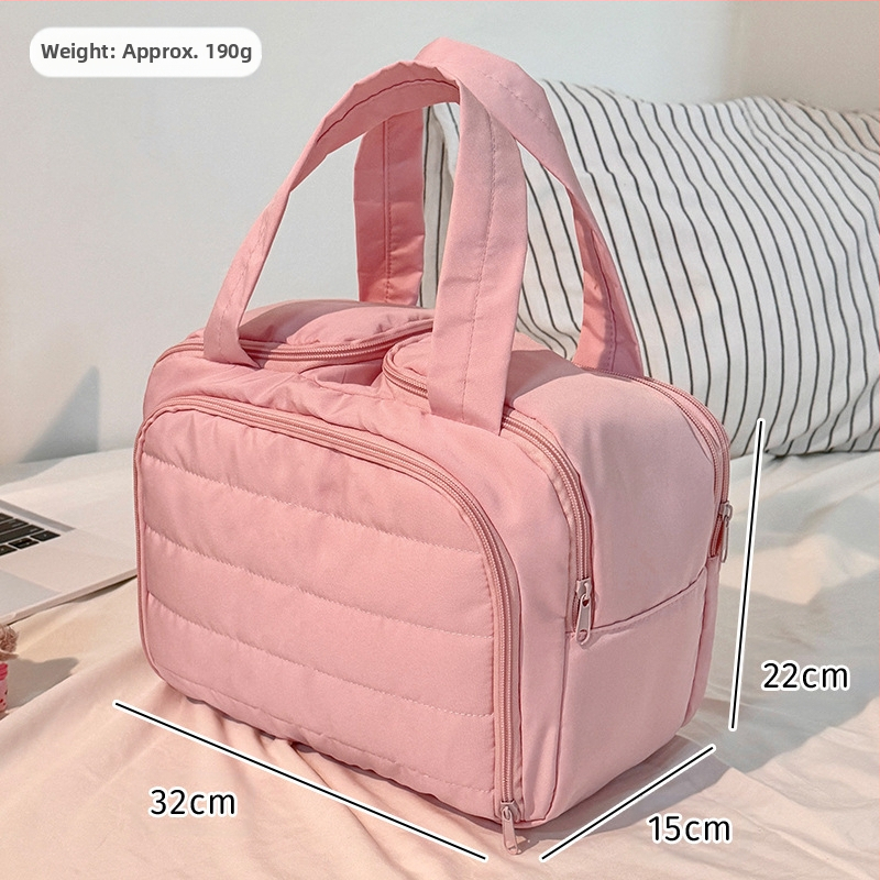 Kosmetinis maišelis — šiuolaikiškas minimalistinės stilius, rankinės formos krepšys, kvėpuojantis dizainas, didelė talpa su skyriais kosmetikai ir higienos priemonėms, kelionėms