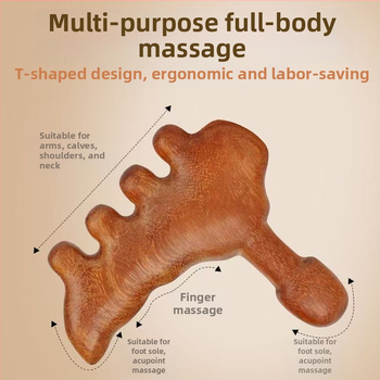 петопръстова дървена масажна гребенка за крак и тяло — универсален, многофункционален масажор с усилен захват
