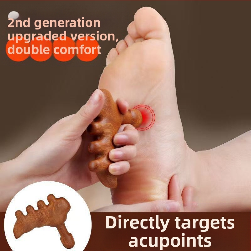 Ötujjú talpmasszázs fésű szantálfából — univerzális, multifunkcionális masszírozó, megerősített fogással