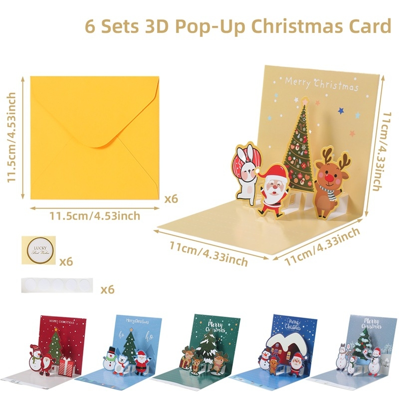 3D Χριστουγεννιάτικη ευχετήρια κάρτα με χιονάνθρωπο, τάρανδο και Gingerbread Man – χαρτόνι, εκτύπωση, Χριστούγεννα και Ημέρα του Παιδιού, απαλό χαριτωμένο στυλ