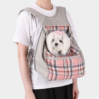 Mājdzīvnieku soma ar rakstainu plaid rakstu, poliesters + kokvilna, mīksta, PD30063