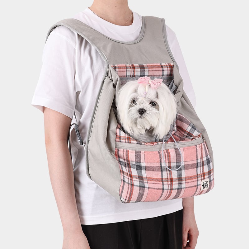 Mājdzīvnieku soma ar rakstainu plaid rakstu, poliesters + kokvilna, mīksta, PD30063