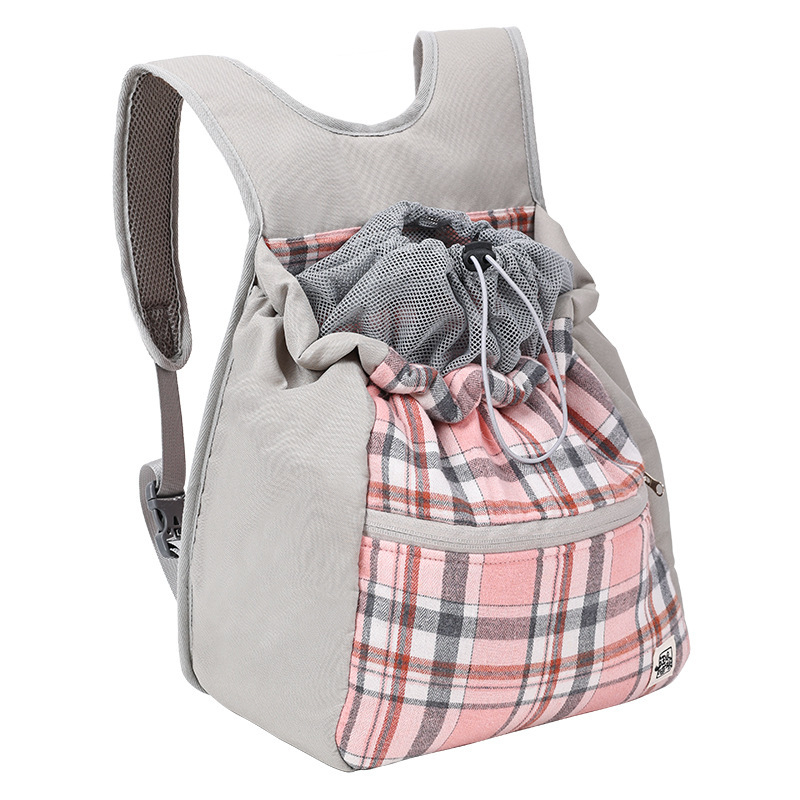 Mājdzīvnieku soma ar rakstainu plaid rakstu, poliesters + kokvilna, mīksta, PD30063