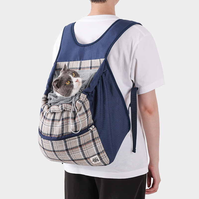 Mājdzīvnieku soma ar rakstainu plaid rakstu, poliesters + kokvilna, mīksta, PD30063