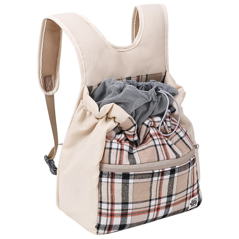 Mājdzīvnieku soma ar rakstainu plaid rakstu, poliesters + kokvilna, mīksta, PD30063