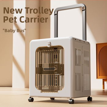 Mājdzīvnieku pārvadāšanas soma ar riteņiem, ventilēta cieta kaste kaķiem un suņiem, 50 L, plastmasa