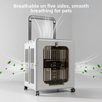 Τσάντα μεταφοράς κατοικίδιων με ρόδες, αεριζόμενο σκληρό περίβλημα για γάτες και σκύλους, πλαστικό 50L