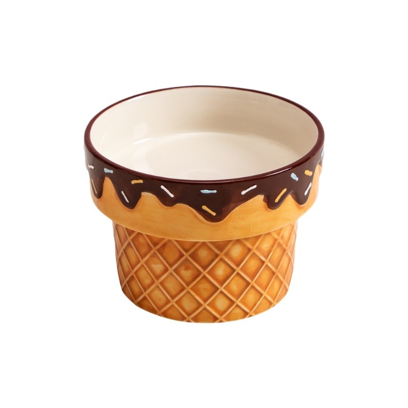 Vas ceramic pentru pisici cu design creativ de înghețată – Anmeixi, pentru pisici, hrană pentru animale de companie