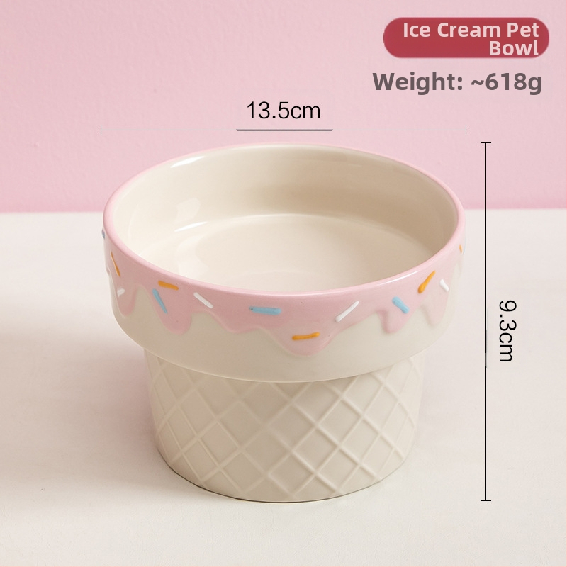Vas ceramic pentru pisici cu design creativ de înghețată – Anmeixi, pentru pisici, hrană pentru animale de companie