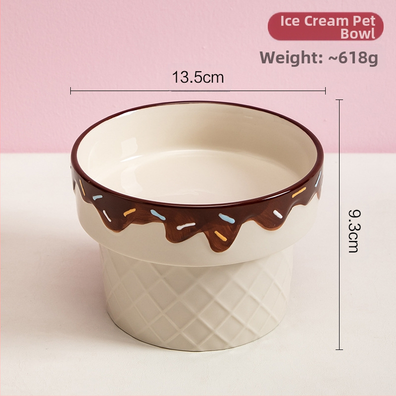 Vas ceramic pentru pisici cu design creativ de înghețată – Anmeixi, pentru pisici, hrană pentru animale de companie