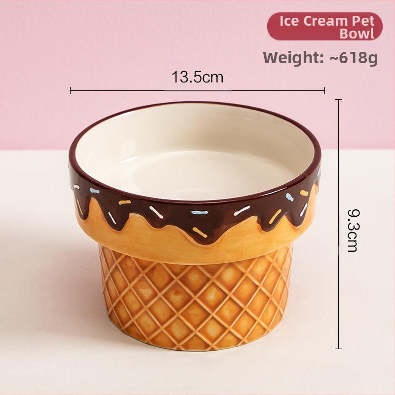 Vas ceramic pentru pisici cu design creativ de înghețată – Anmeixi, pentru pisici, hrană pentru animale de companie
