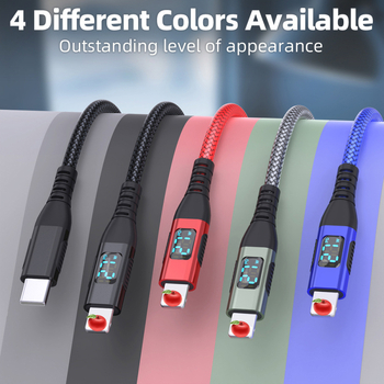 USB-C към Lightning кабел за Apple с LED дисплей за мощност, 9V3A, PD 27W, плетен кабел