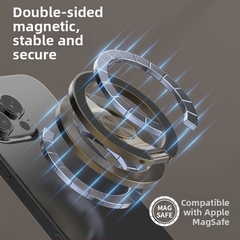 Държач за телефон под формата на пръстен, алуминиева конструкция, универсален дизайн и възможност за персонализация.