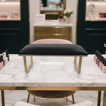 Σταντ νυχιών με μαξιλάρι για το χέρι, αντιολισθητικό, διπλής χρήσης για χέρια και πόδια, ανθεκτική κατασκευή από μέταλλο, ξύλο και δέρμα