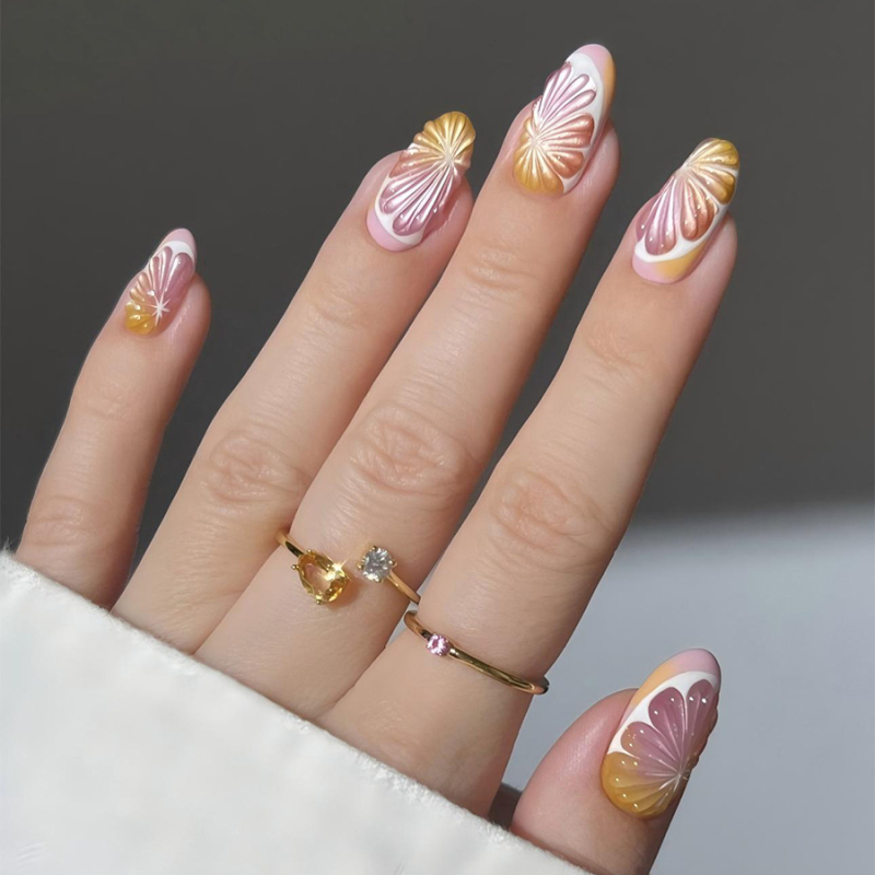 Viltus naglas ar kaķa acu stilā, mandeļu forma, tauriņa raksts, daudzkrāsains pārklājums