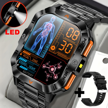 Ceas inteligent rezistent la apă cu monitorizare ritm cardiac, detecție oxigen din sânge, autonomie baterie 7–14 zile, compatibil cu iOS